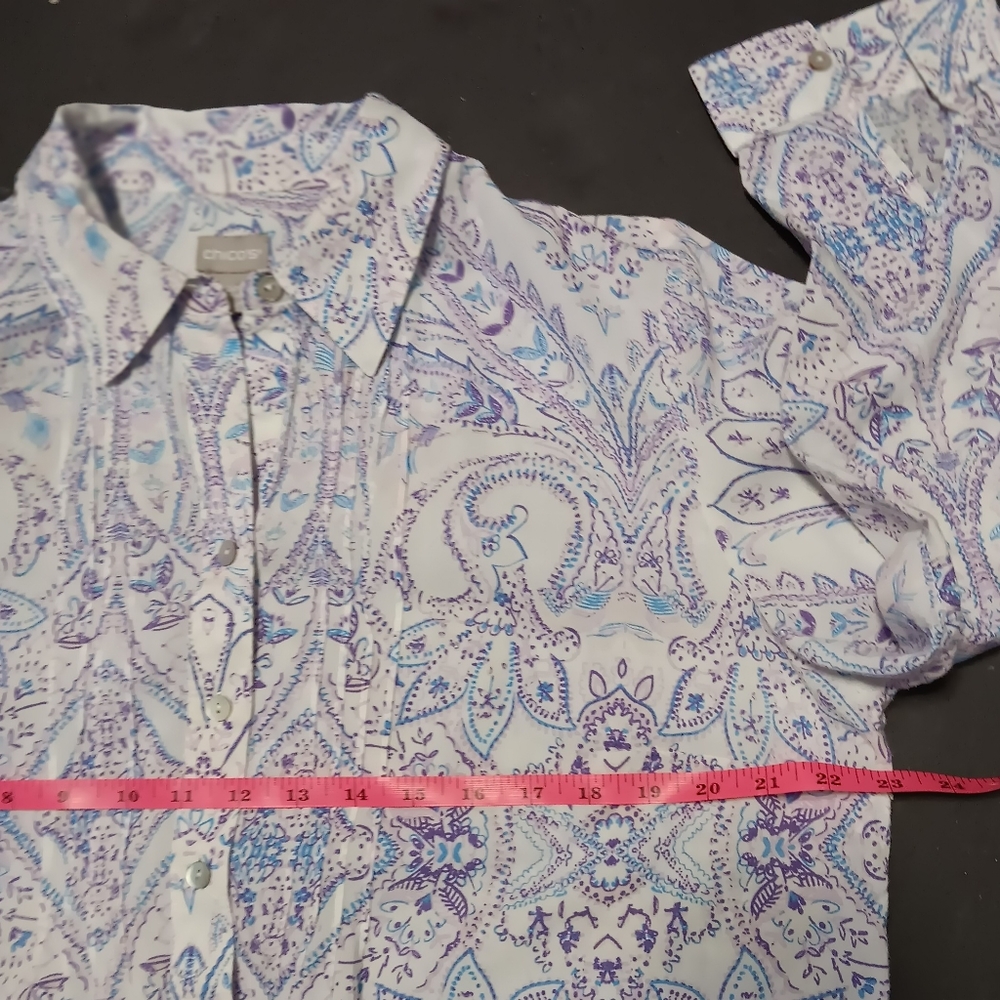 CHICO'S lightweight cotton print button down tunic, 2P - Picture 10 of 13